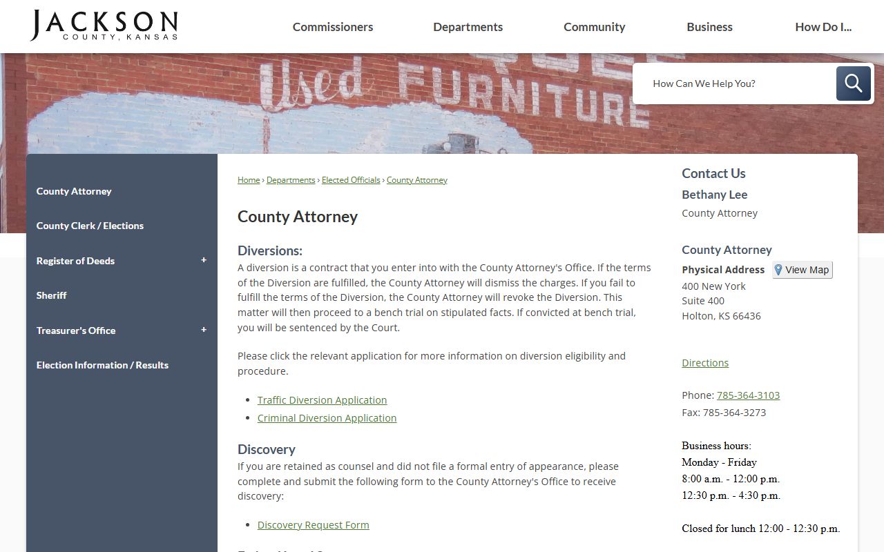 Jackson County court records after arrest County Attorney contact page